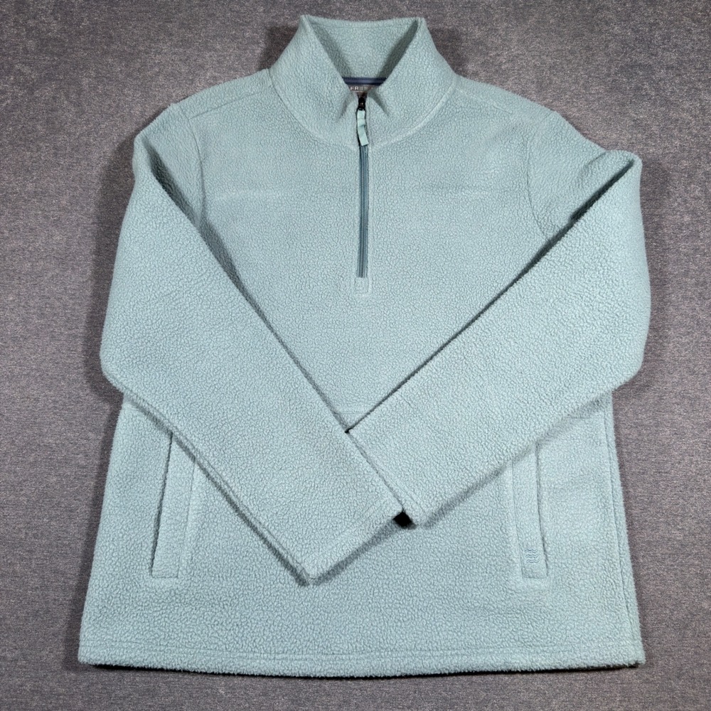 Free Fly Fleece Pullover Mens Large Blue Bamboo Blend 1/4 Zip High Pile Sherpa